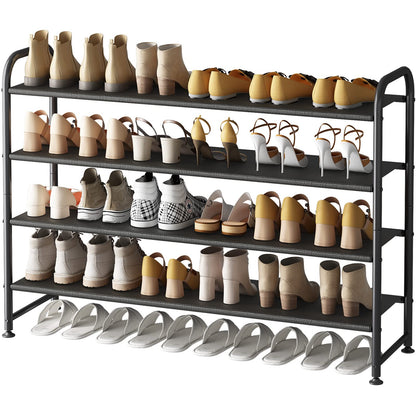 Linzinar Shoe Rack 4 Tier Long Storage Organizer Wide Metal Shoe Shelf
