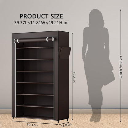 Linzinar 7-Tier Shoe Rack with Dustproof Cover Non-Woven Cabinet