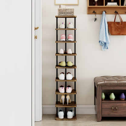 Linzinar Shoe Rack 9 Tier Vertical Storage Organizer Metal Narrow Slim Shelf