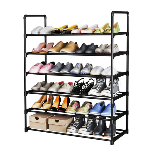 Linzinar Shoe Rack 6 Tier Metal Stackable Organizer Storage Shelf