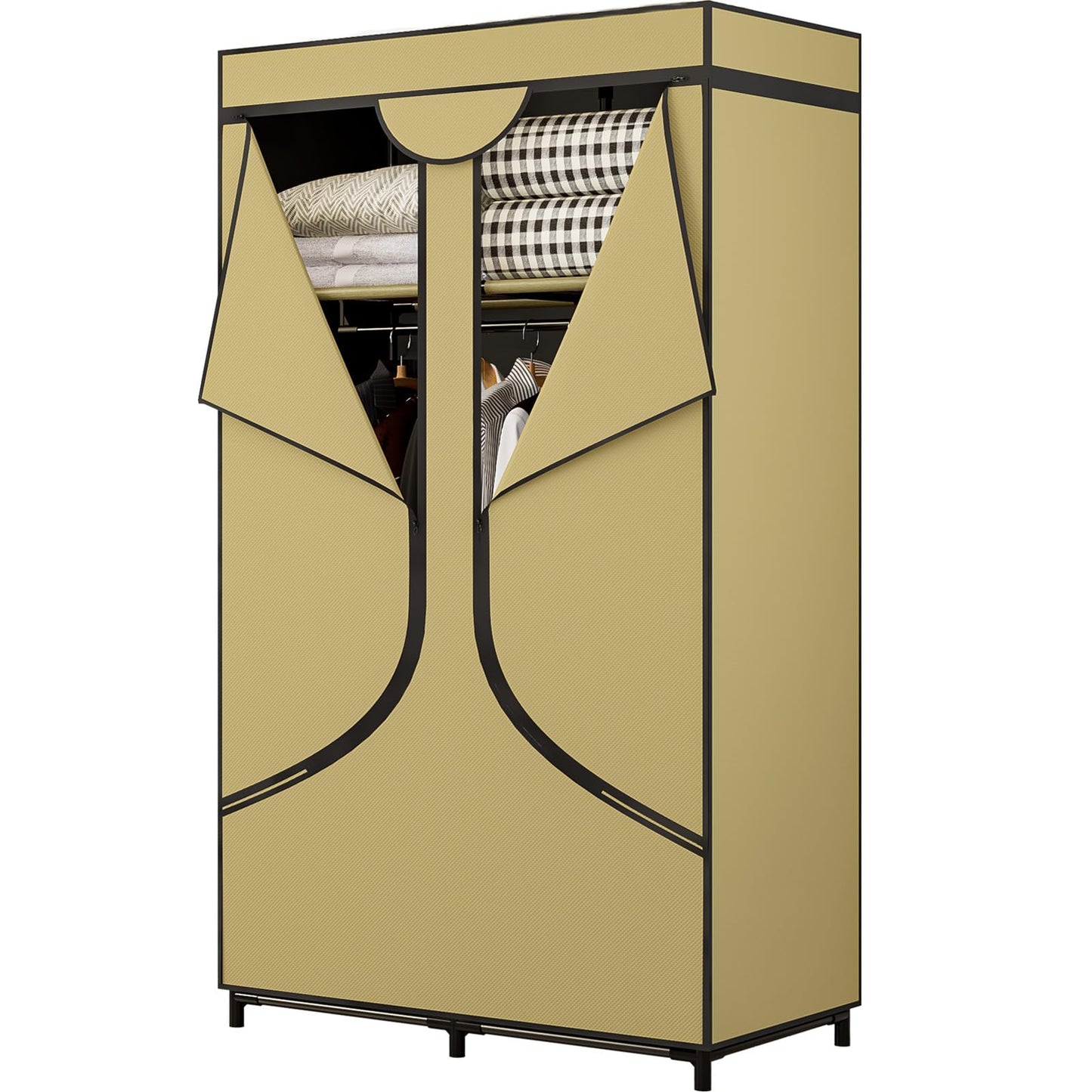 Linzinar Portable Wardrobe with Dustproof Non-Woven Fabric 34 Inch