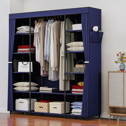 Linzinar 59 Inch Portable Closet Wardrobe Organizer Storage with Cover Non-Woben