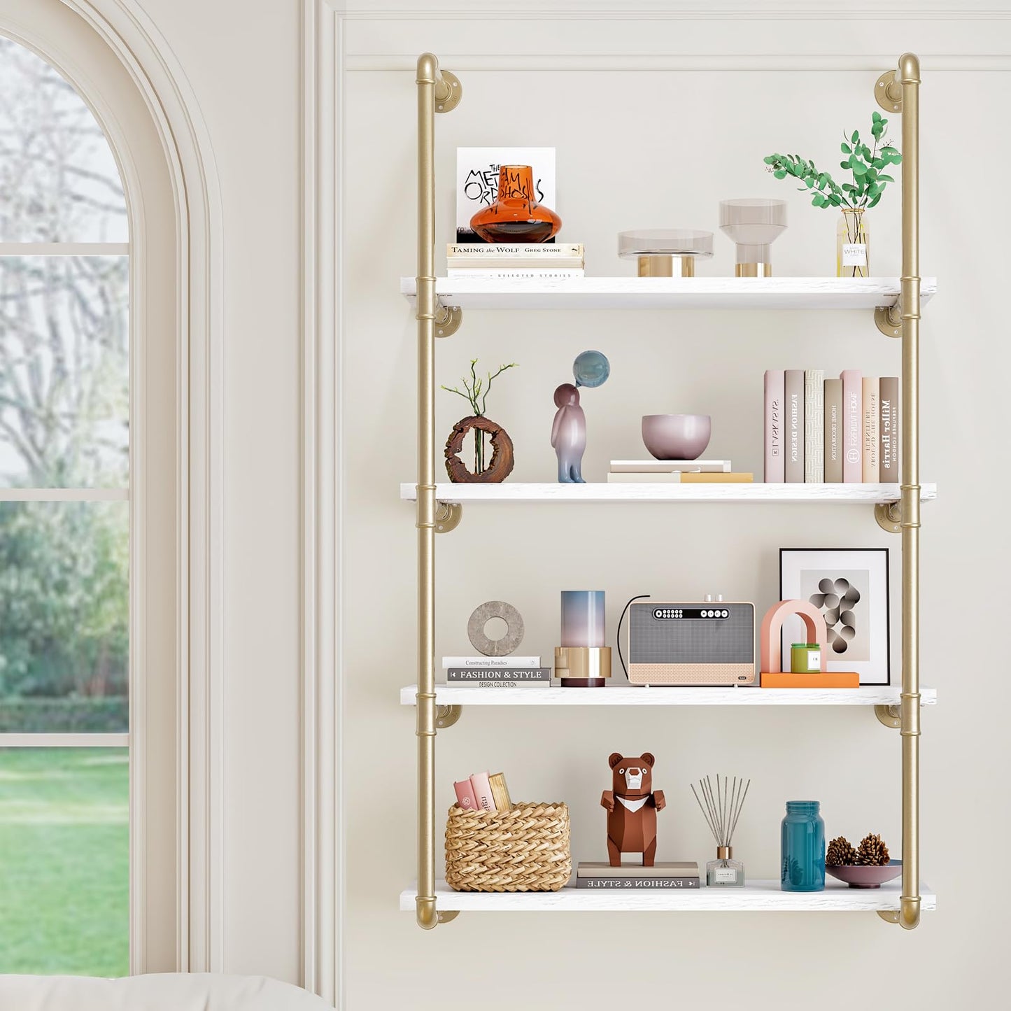 Linzinar 4 Tier Floating Shelves Wall Shelf Bathroom Shelving Mounted
