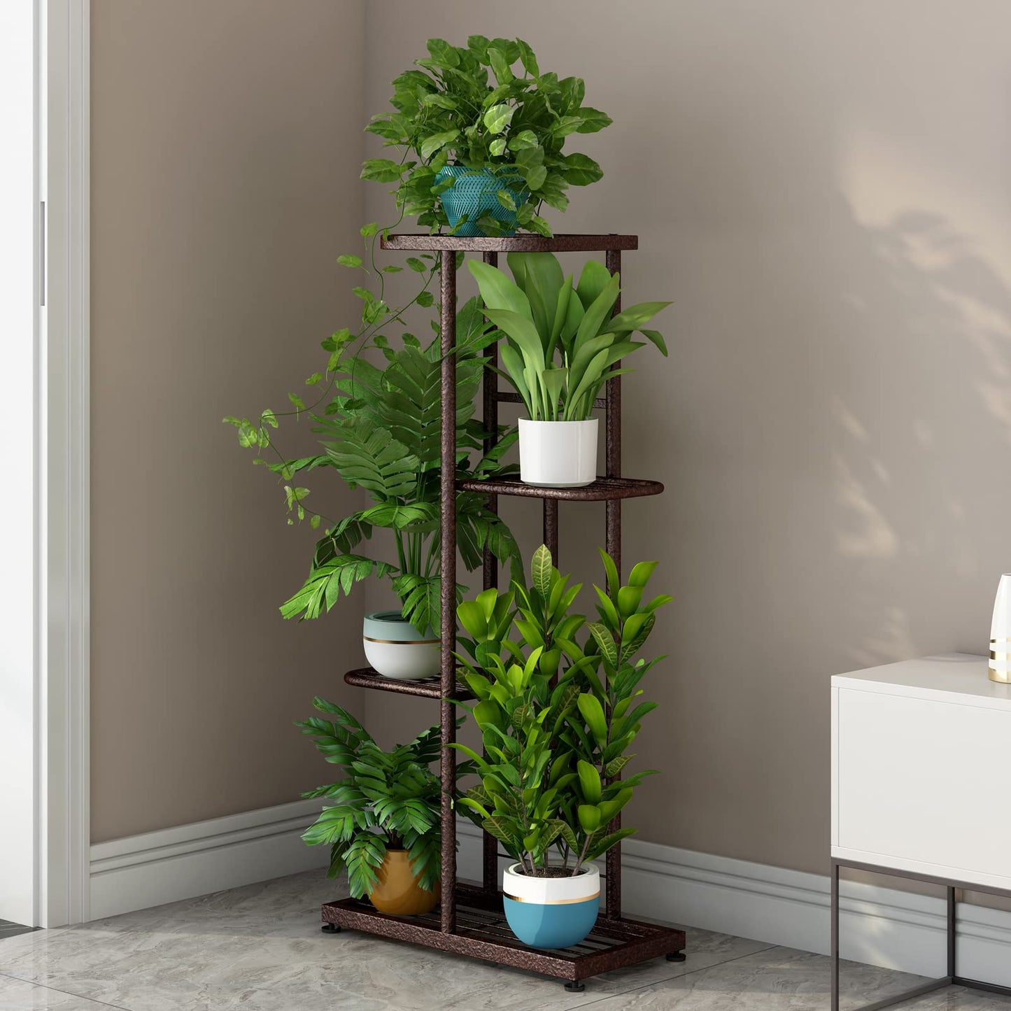 Linzinar Plant Stand 4 Tier 5 Potted Planter Rack Storage Organizer Flower Pot Holder Shelves