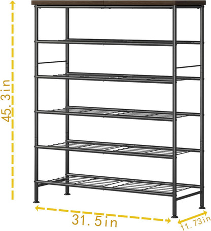 Linzinar Shoe Rack Organizer 6 Tier for Closet Entryway
