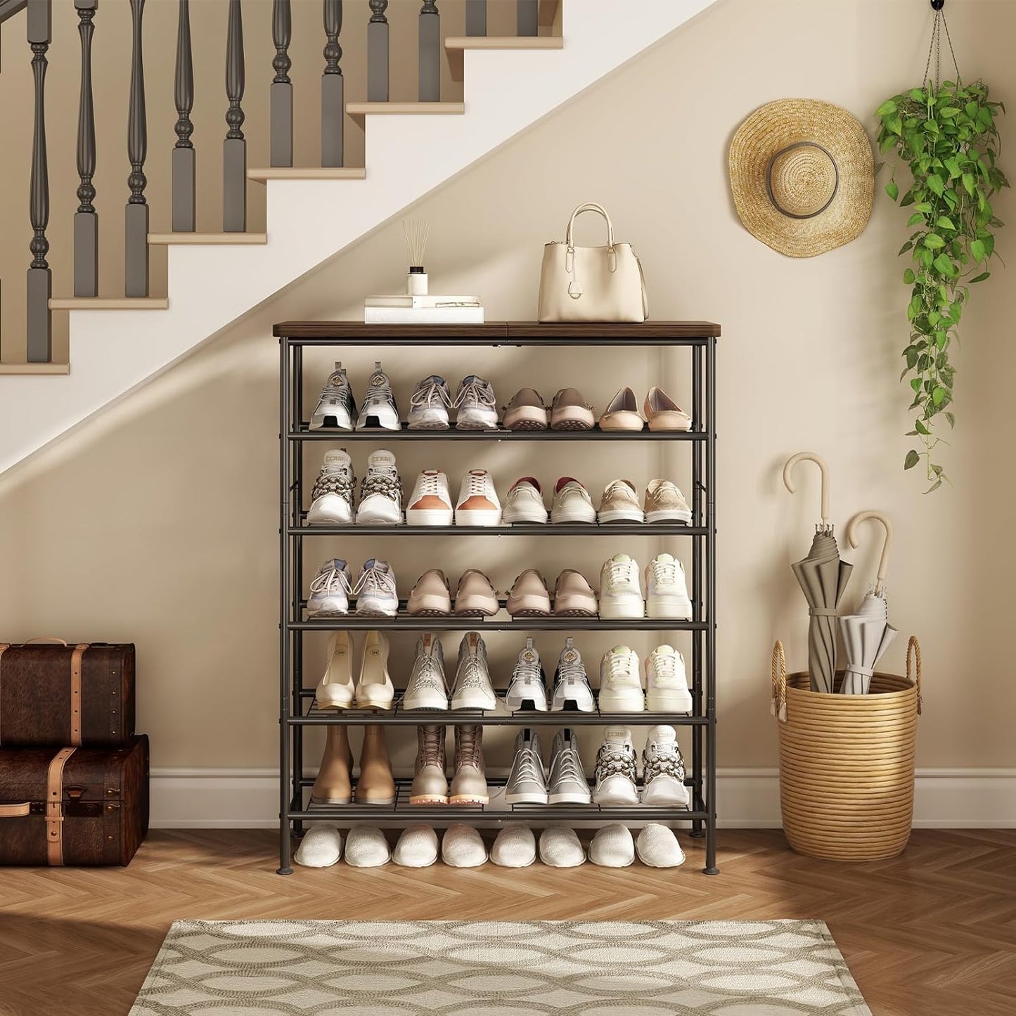 Linzinar Shoe Rack Organizer 5 Tier for Closet Entryway