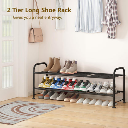 Linzinar Shoe Rack 2 Tier Storage Organizer for Closet Entryway Metal