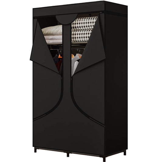 Linzinar Portable Wardrobe with Dustproof Non-Woven Fabric 34 Inch