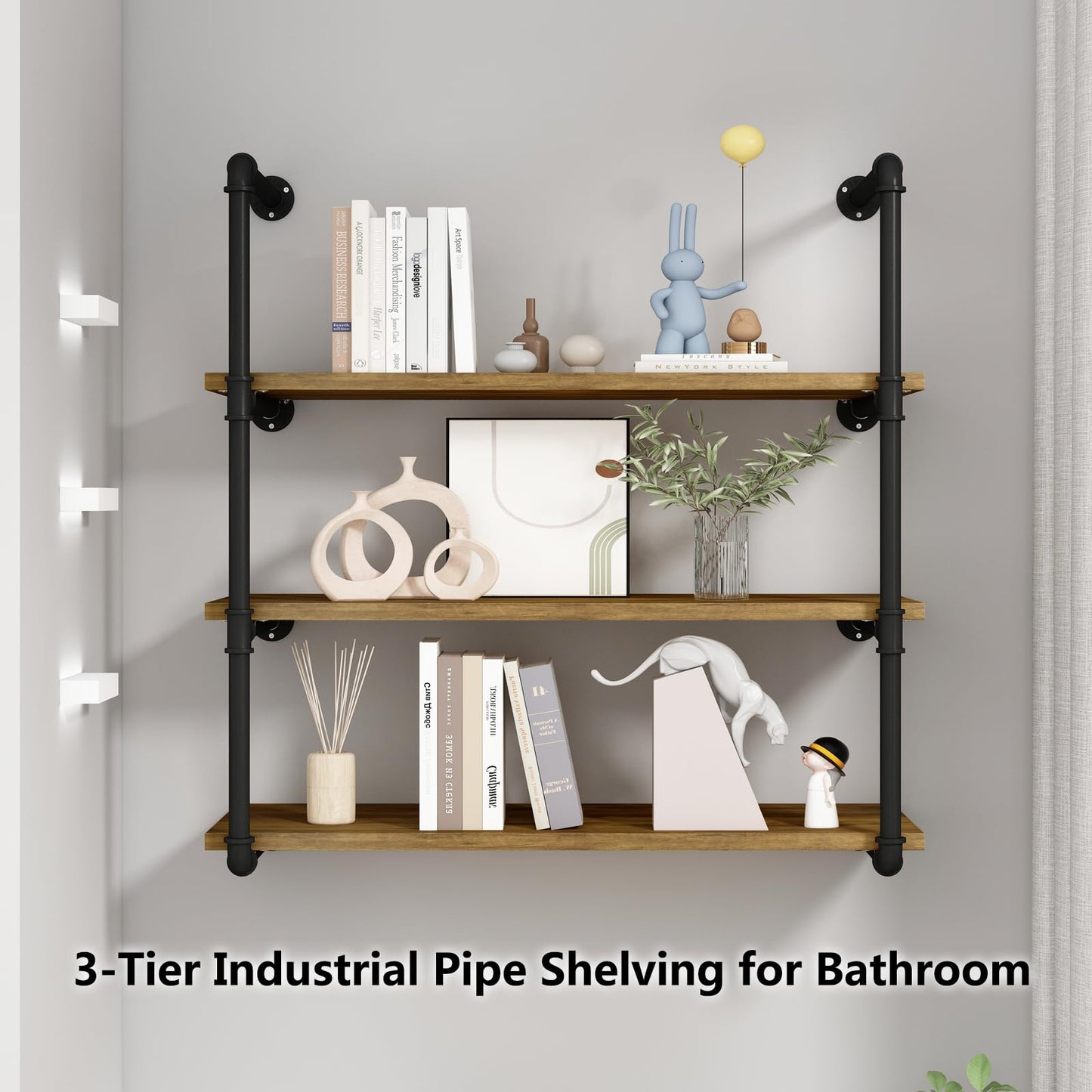 Linzinar 3 Tier Floating Shelves Wall Shelf Bathroom Shelving Mounted
