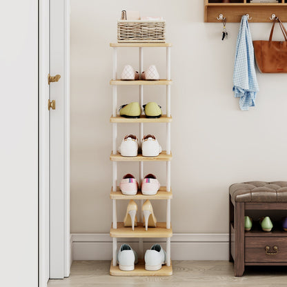 Linzinar Shoe Rack 7 Tier Vertical Storage Organizer Metal Narrow Slim Shelf