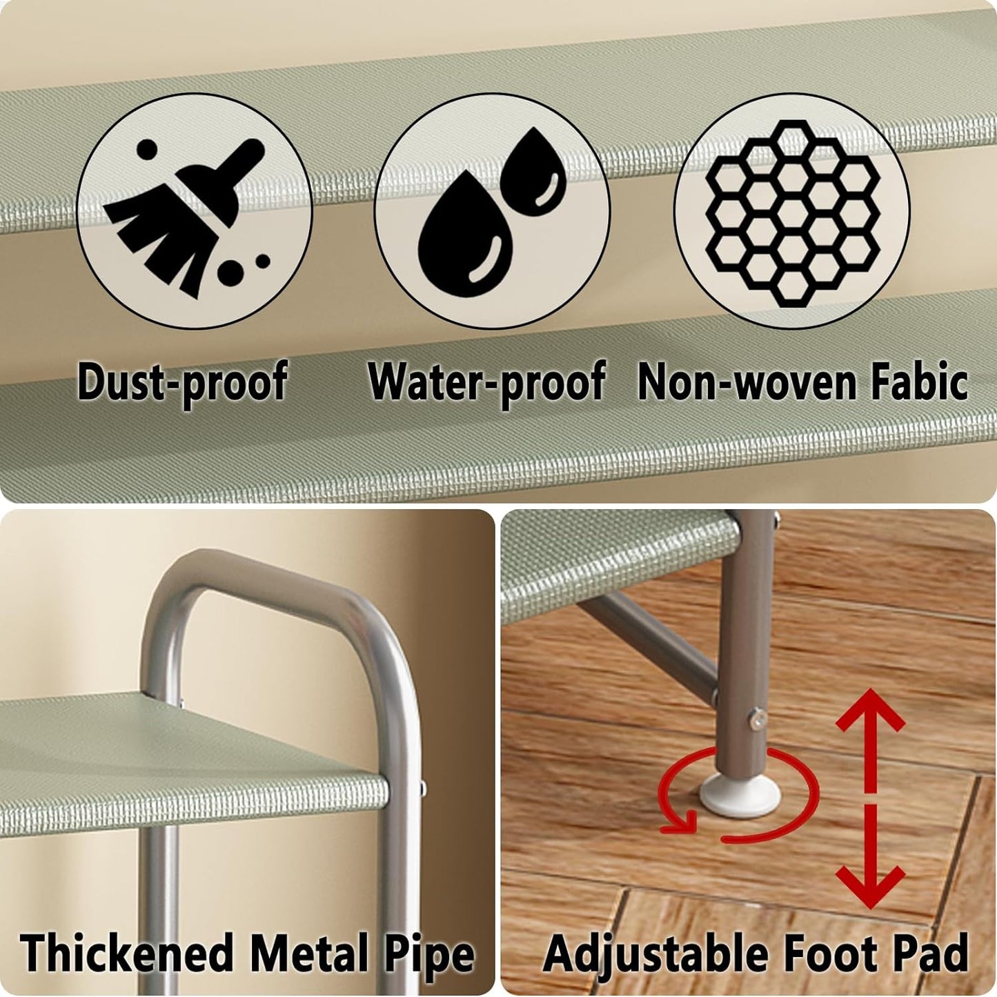 Linzinar Shoe Rack 4 Tier Long Storage Organizer Wide Metal Shoe Shelf