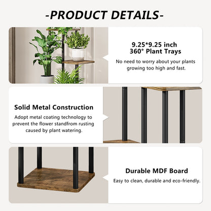 Linzinar Plant Stand 6 Tier 7 Potted Indoor Metal Corner Flower Shelf for Multiple Plants