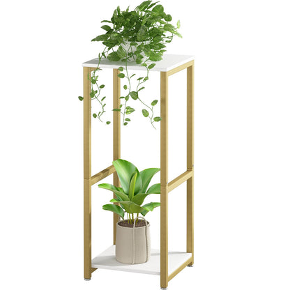 Linzinar Plant Stand Indoor Corner Tall 2 Tier Metal Modern Flower Storage Plant Shelf