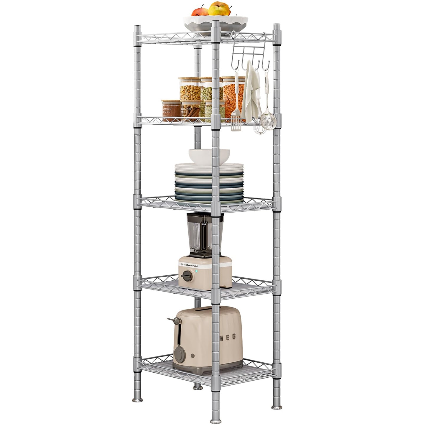 Linzinar 5 Wire Shelving Small Metal Storage Rack Adjustable Unit Shelves