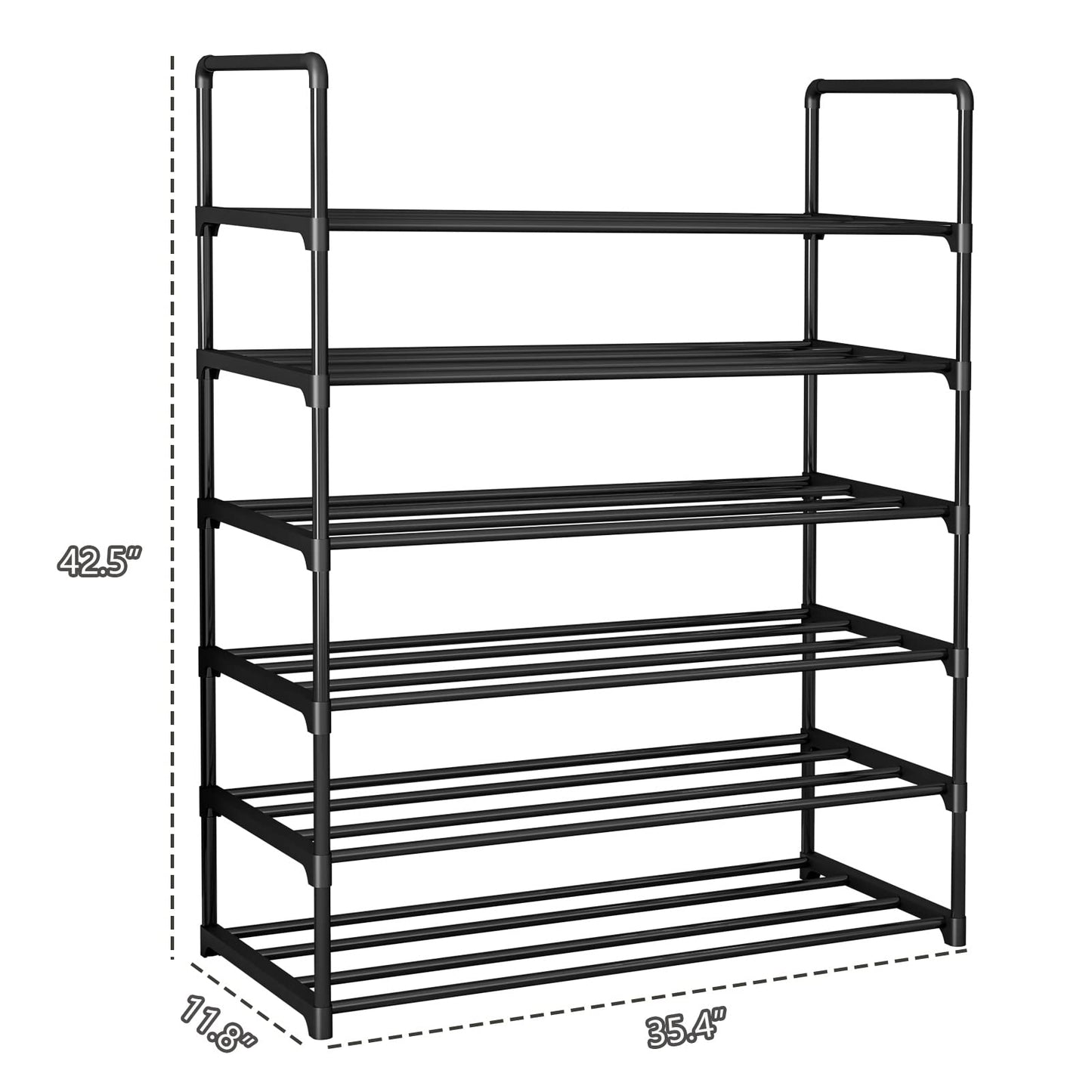 Linzinar Shoe Rack 6 Tier Metal Stackable Organizer Storage Shelf