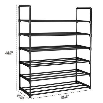Linzinar Shoe Rack 6 Tier Metal Stackable Organizer Storage Shelf