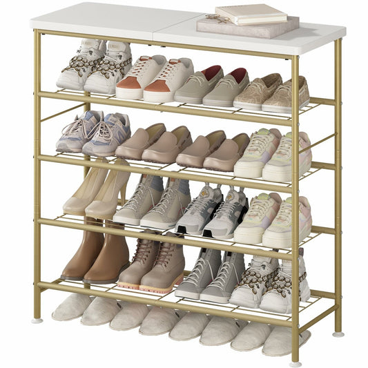 Linzinar Shoe Rack Organizer 5 Tier for Closet Entryway