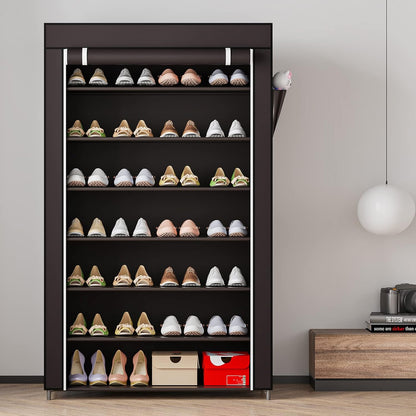 Linzinar 7-Tier Shoe Rack with Dustproof Cover Non-Woven Cabinet