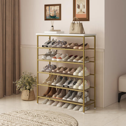 Linzinar Shoe Rack Organizer 6 Tier for Closet Entryway