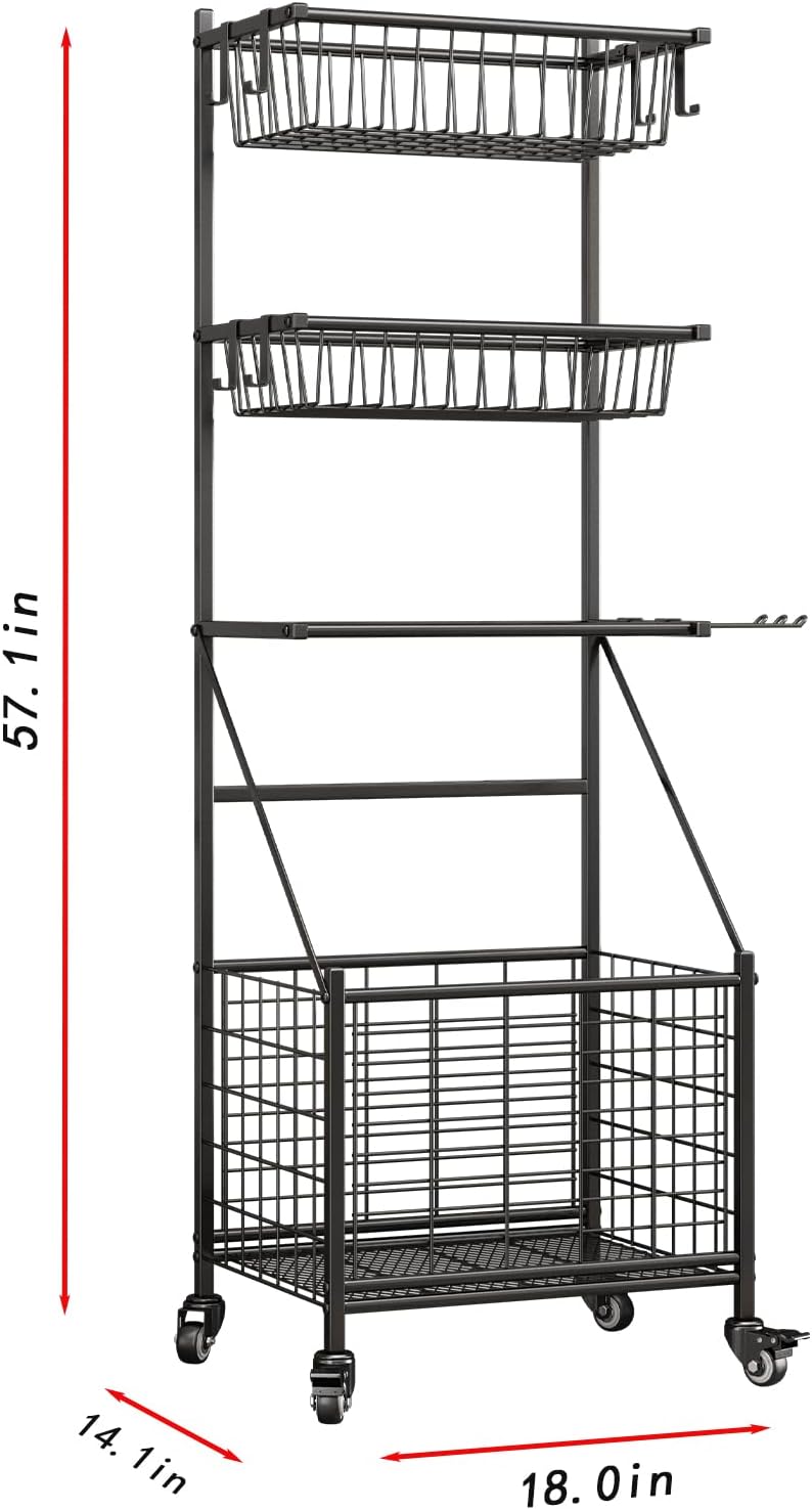 Linzinar Garage Sports Equipment Organizer System Ball Gear Outdoor Toy Storage Rack