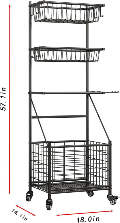 Linzinar Garage Sports Equipment Organizer System Ball Gear Outdoor Toy Storage Rack