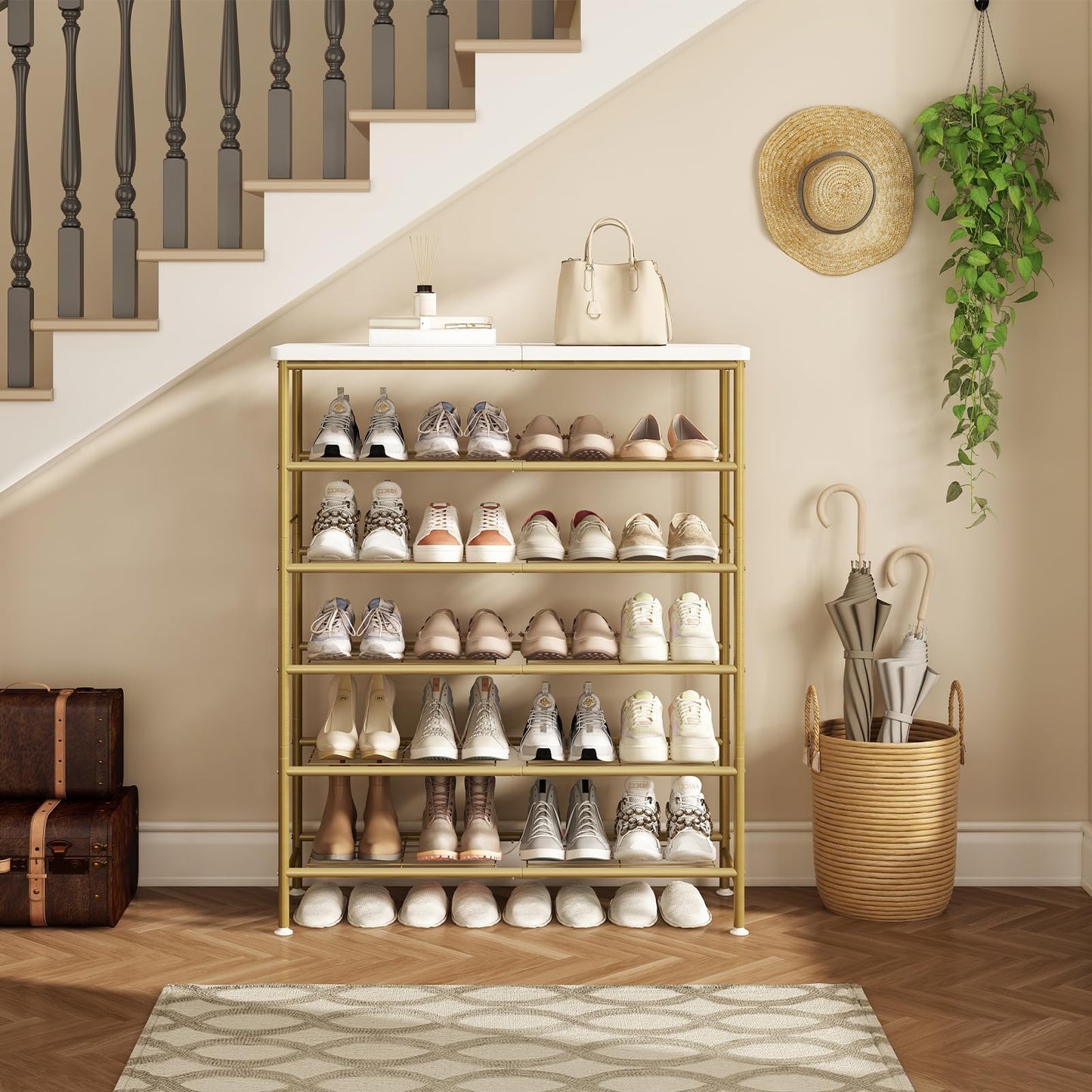 Linzinar Shoe Rack Organizer 6 Tier for Closet Entryway