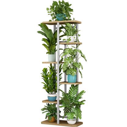 Linzinar  Plant Stand 6 Tier 7 Potted Indoor Plant Shelf Multiple Stands for Garden Corner Balcony Living Room