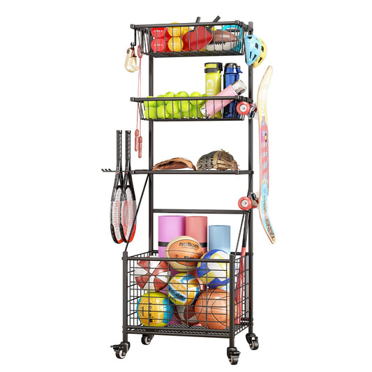 Linzinar Garage Sports Equipment Organizer System Ball Gear Outdoor Toy Storage Rack