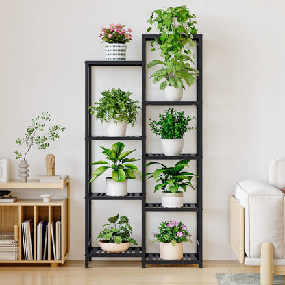 Linzinar 5 Tiers 9 Potted Plant Stand Indoor Outdoor Metal Plant Shelf