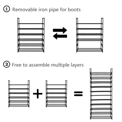 Linzinar Shoe Rack 6 Tier Metal Stackable Organizer Storage Shelf