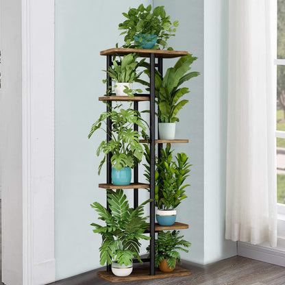 Linzinar  Plant Stand 6 Tier 7 Potted Indoor Plant Shelf Multiple Stands for Garden Corner Balcony Living Room