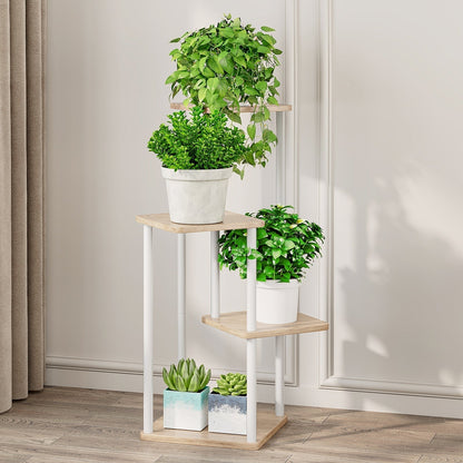 Linzinar Plant Stand 4 Tier 5 Potted Indoor Metal Corner Flower Shelf for Multiple Plants