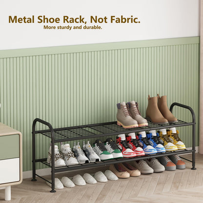 Linzinar Shoe Rack 2 Tier Storage Organizer for Closet Entryway Metal