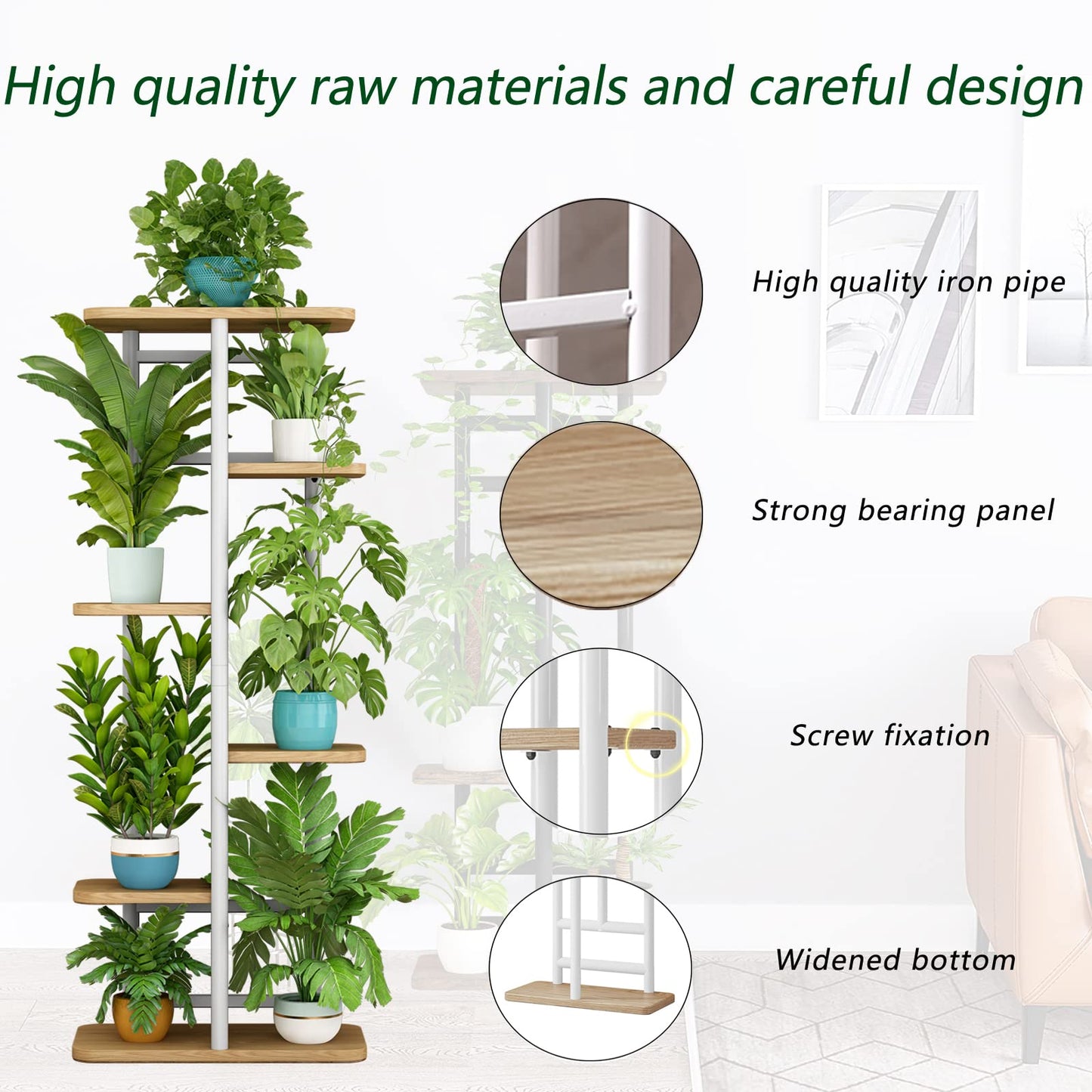 Linzinar  Plant Stand 6 Tier 7 Potted Indoor Plant Shelf Multiple Stands for Garden Corner Balcony Living Room